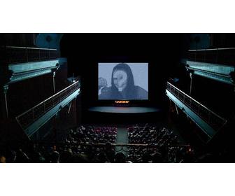fotomontaje pantalla cine proyectar foto subas online un filtro granulado azulado le da un efecto pelicula