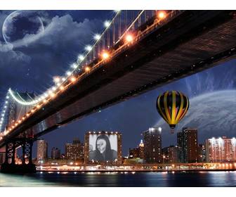 fotomontaje un cartel publicitario un edificio un globo un puente