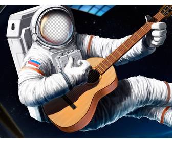 fotomontaje poner cara un astronauta guitarra