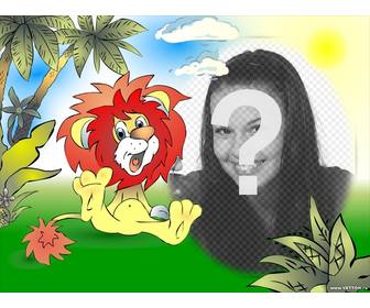 marco fotos dibujado leon sonriendo jungla
