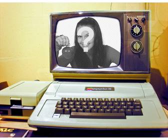 foto montaje un ordenador antiguo
