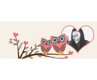 Foto de portada de Facebook de amor para personalizar con dos búhos -  Fotoefectos