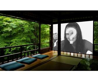 fotomontaje un zen japones foto proyectada paredes
