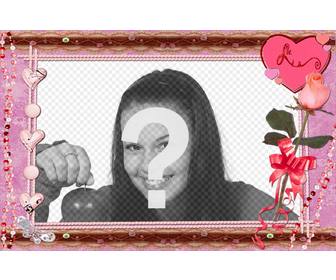 marco fotos un corazon rosa puedes poner foto e imprimirlo perfecto regalar san valentin