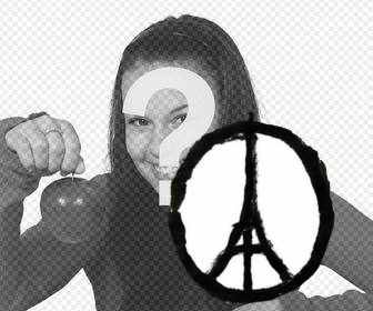dibujo simbolo paz torre eiffel  medio apoyar francia poniendolo foto perfil
