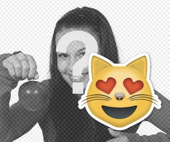 sticker emoticono gato enamorado