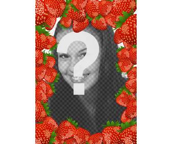 Marco para fotos rodeado de fresas rojas