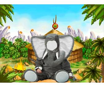 montaje disfraz virtual elefante ninos