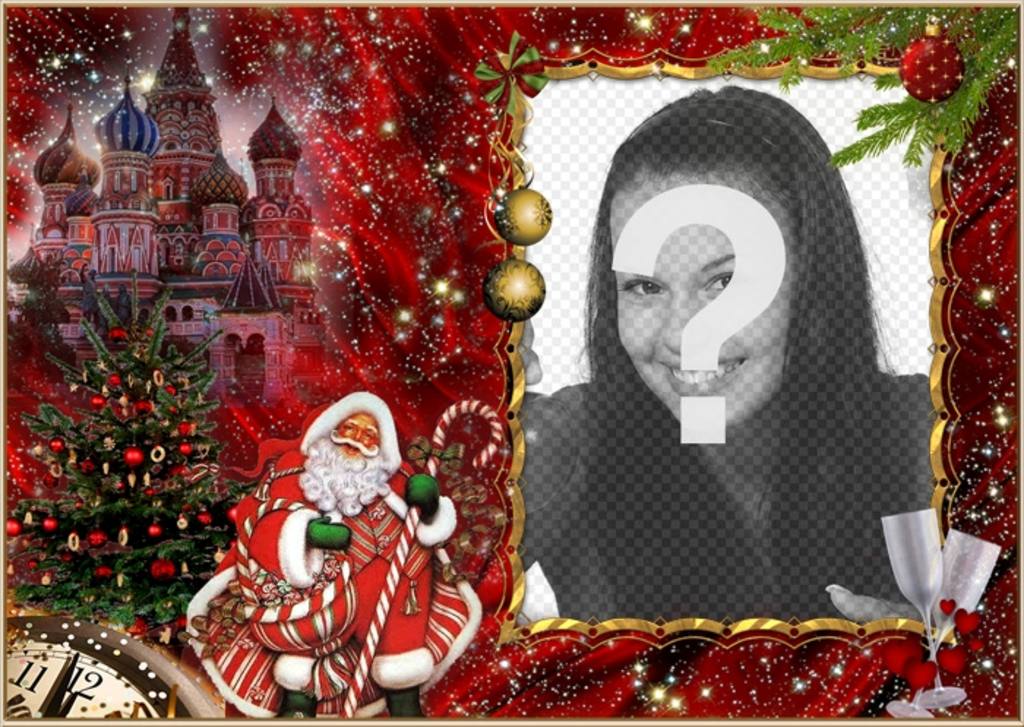 Elegante fotomontaje de Navidad y Santa Claus para añadir tu fotografía ..