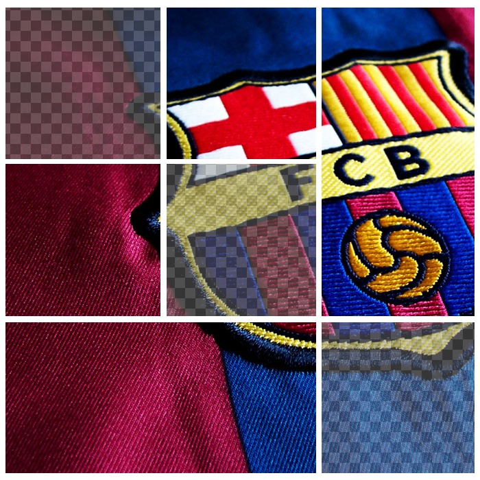 Collage con el escudo del F.C. Barcelona que podrás personalizar con 3..