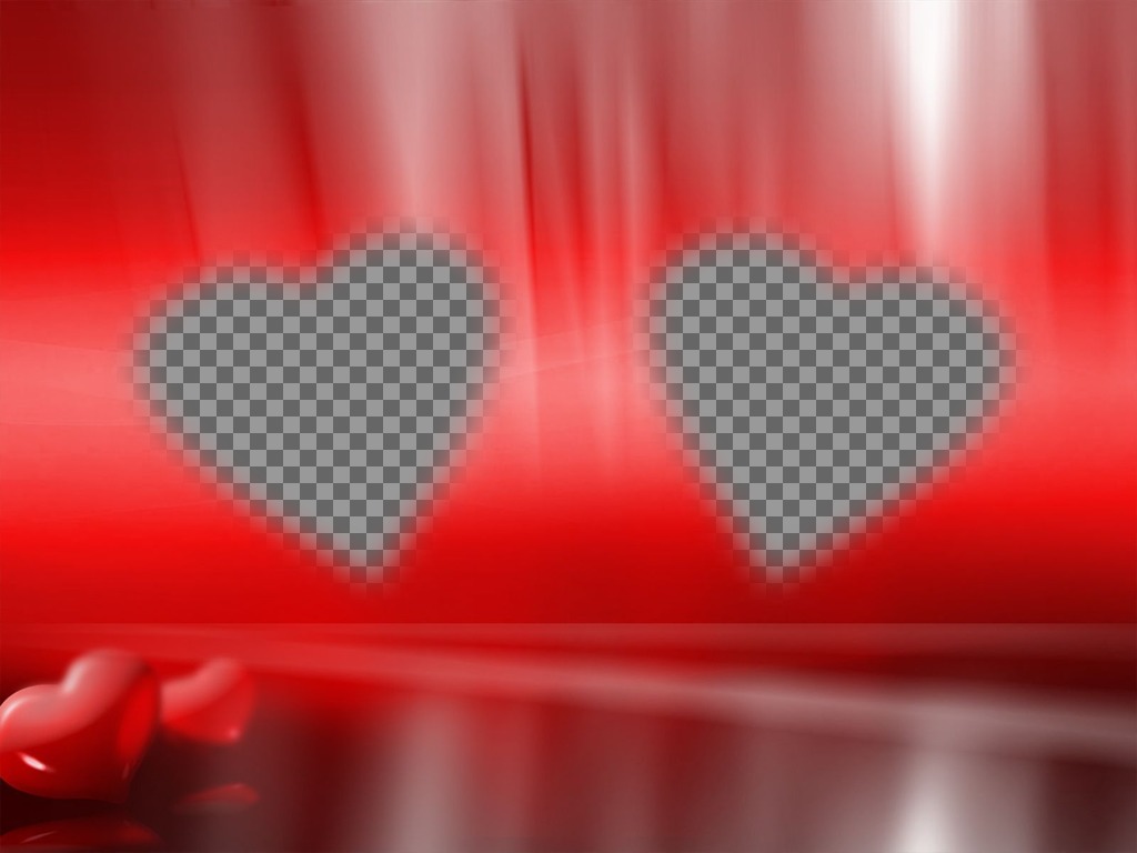 Romántica foto donde podrás poner tus dos fotos en unos marcos con forma de..