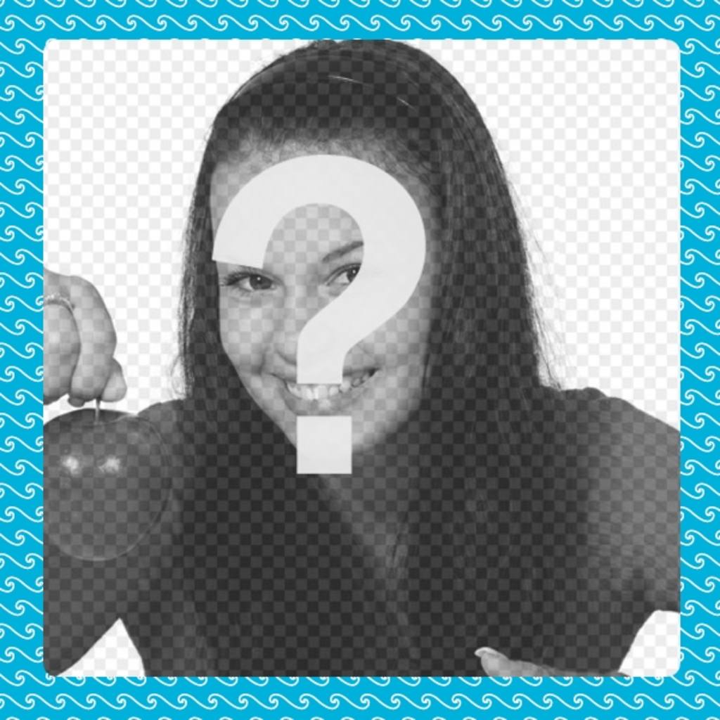 Marco de fotos cuadrado azul con ondas de agua blancas..