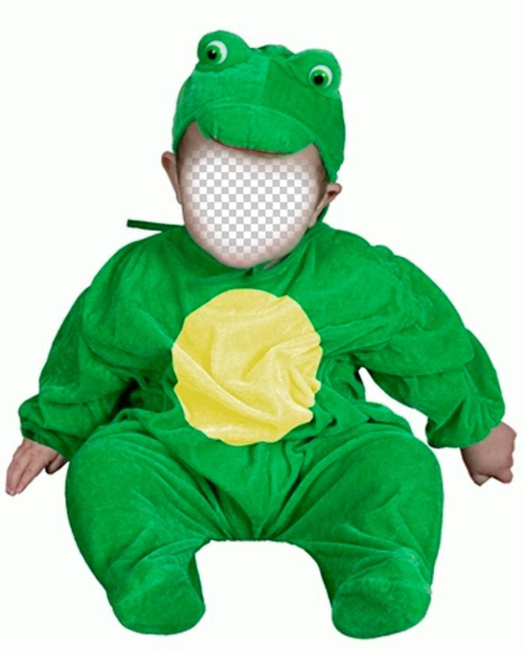 Fotomontaje de un disfraz de rana verde para poner la cara de tu bebé ..