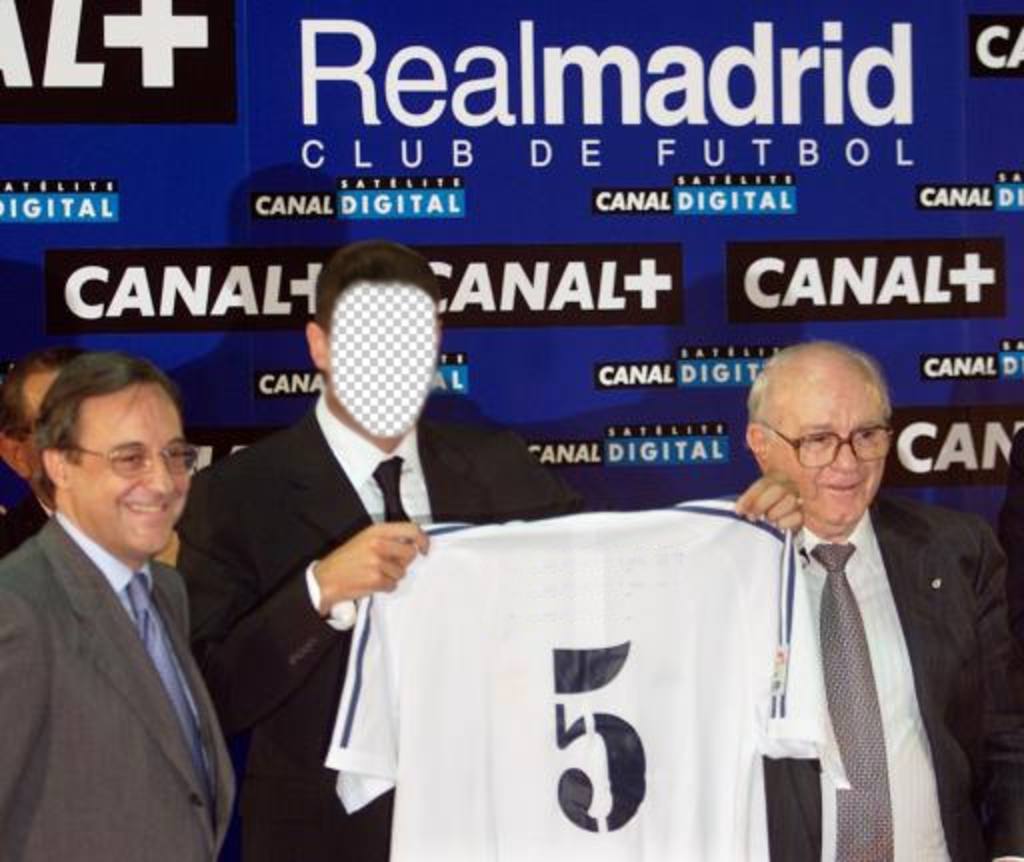 Montaje fotográfico de Zinedine Yazid Zidane, el día de su fichaje por el Real Madrid ..