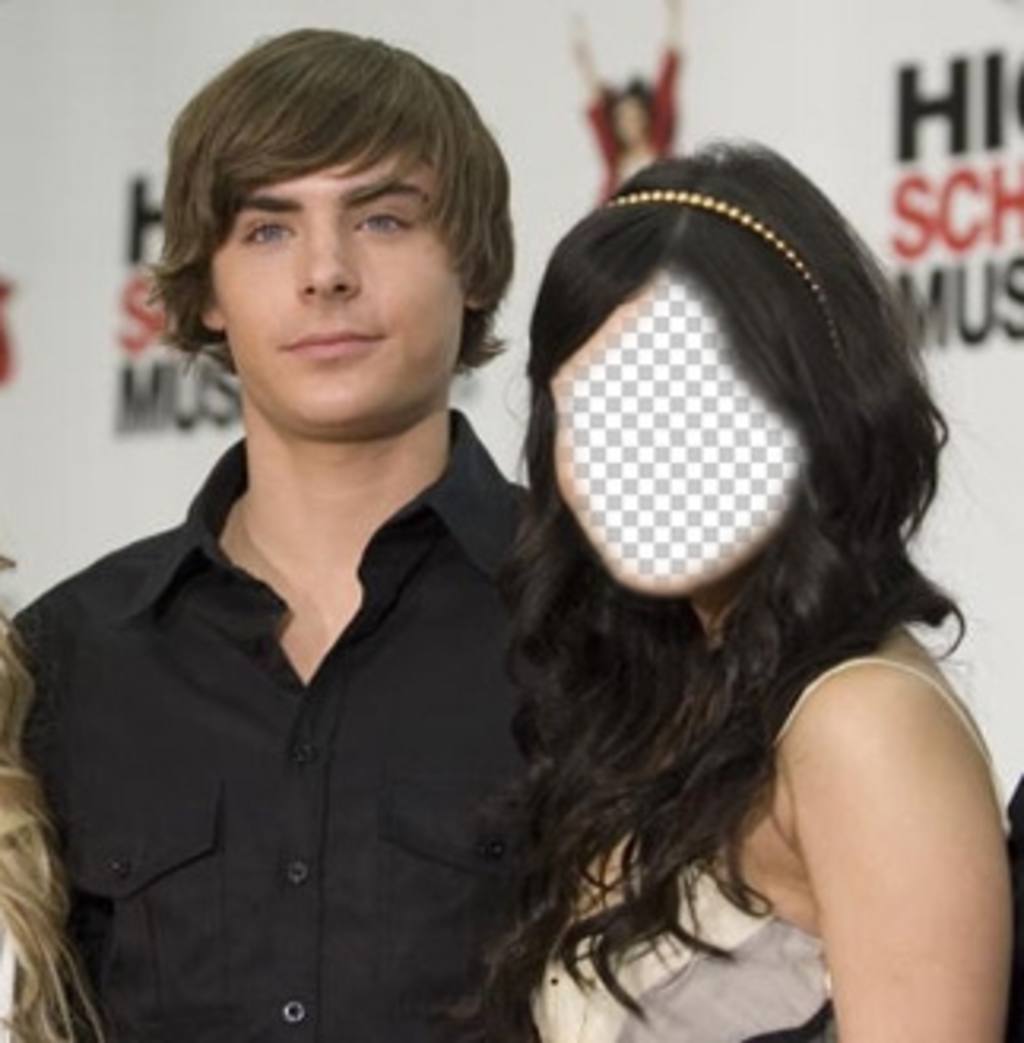 Foto montaje para poner tu cara en la de Vanessa Hudgens junto con Zac Efron ..