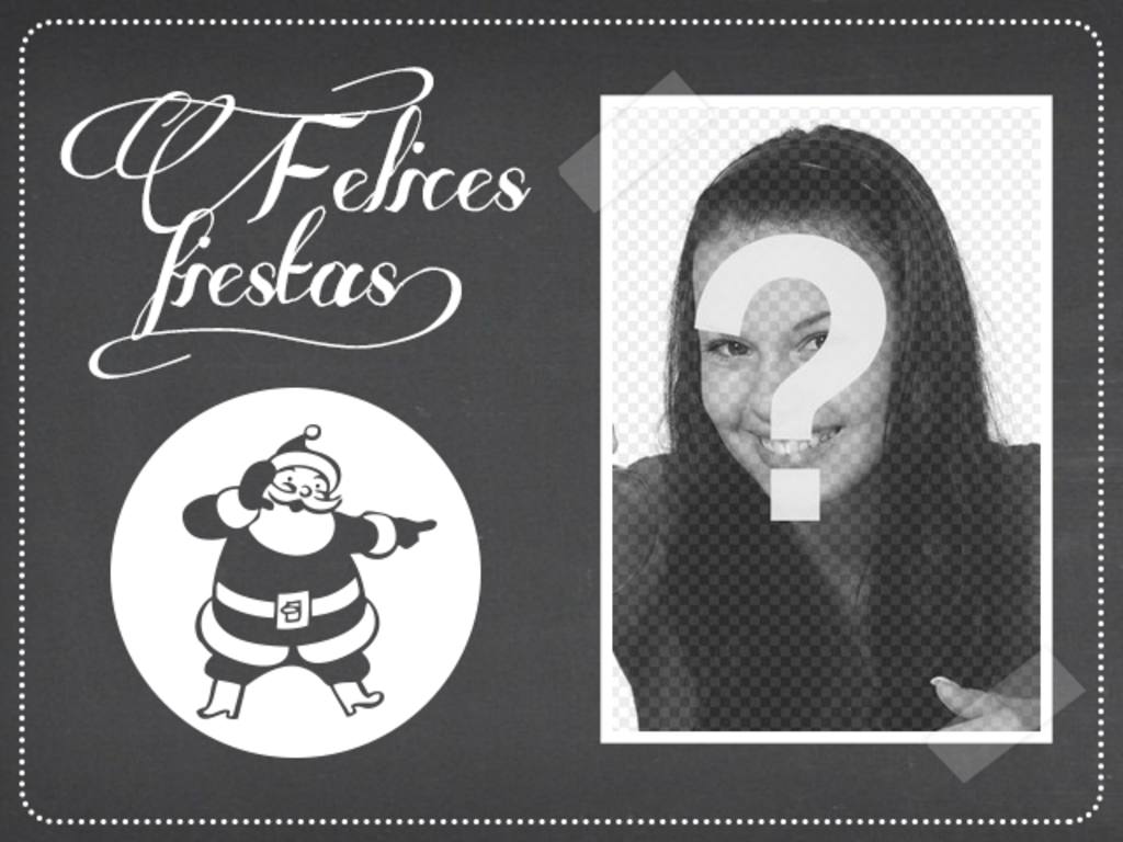 Postal de navidad moderna que desea Felices Fiestas con un Papá Noel dibujado ..