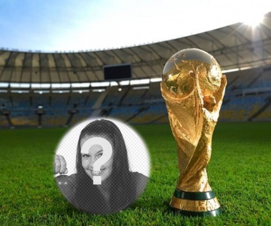 Fotomontaje con la copa del mundo para poner una foto en una forma de balón. ..