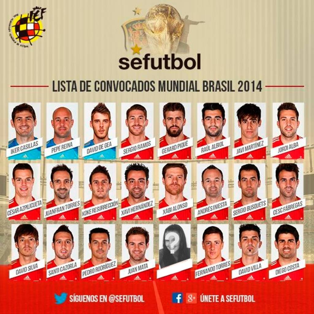 Fotomontaje de la lista de convocados de España para el mundial de Brasil 2014 ..