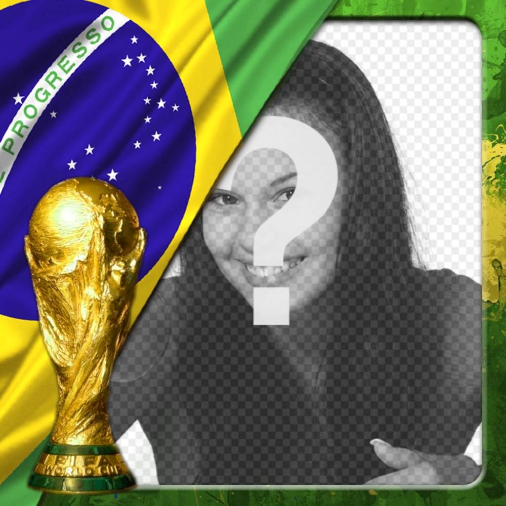 Efecto para fotos con la bandera de Brasil y la copa de mundo par aponer tu foto de fondo. ..