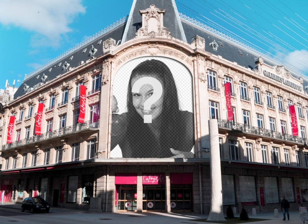 Montaje sobre Galerías Lafayette en París. ..