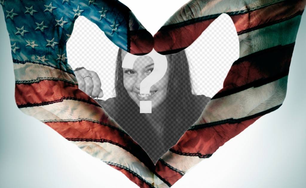 Marco en forma de corazón con la bandera de los Estados Unidos. ..