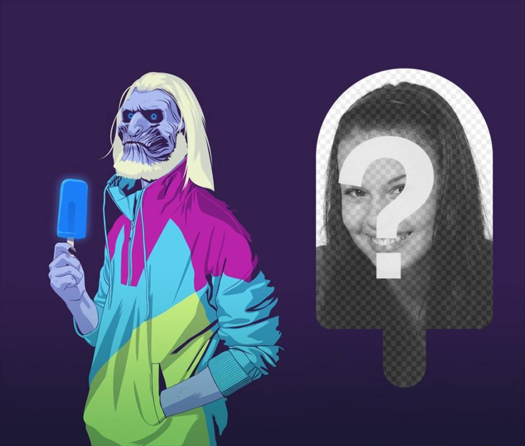 Montaje de Caminante Blanco de Juego de Tronos comiendo un helado. ..