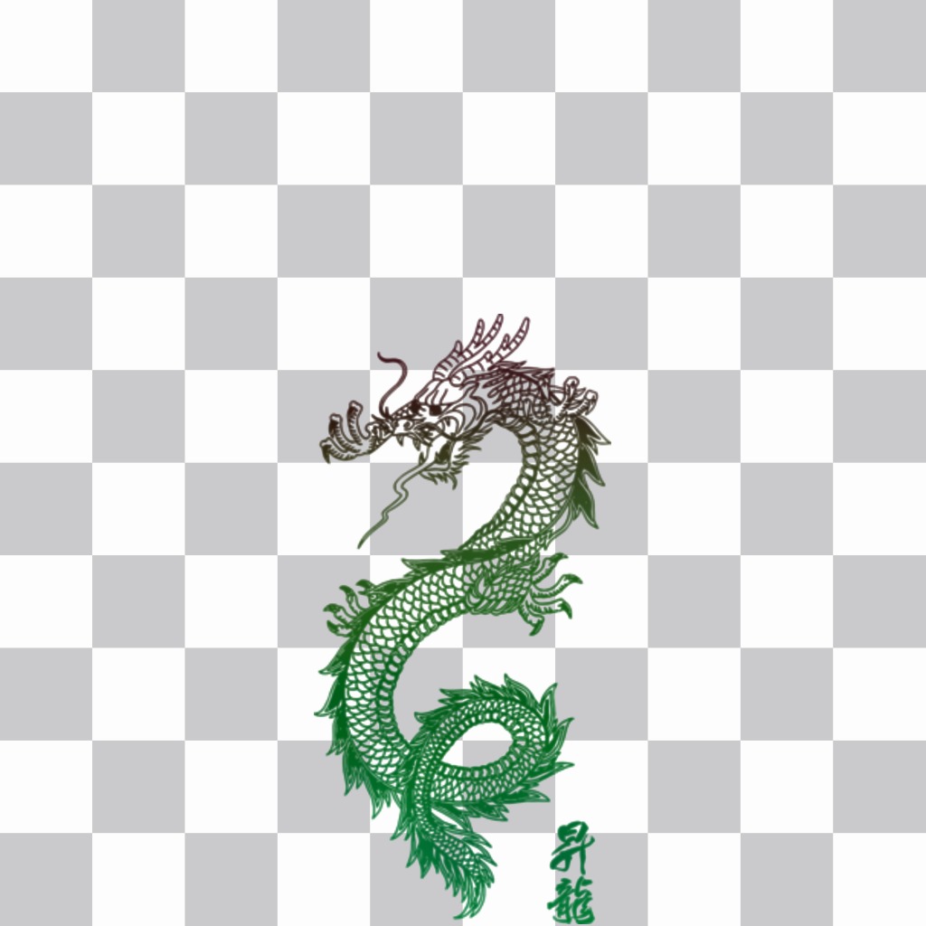 Tatuaje para poner en tus fotos de un dragon chino de colores. ..