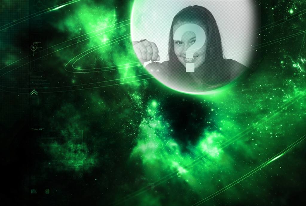 Fotomontaje con un planeta verde ..