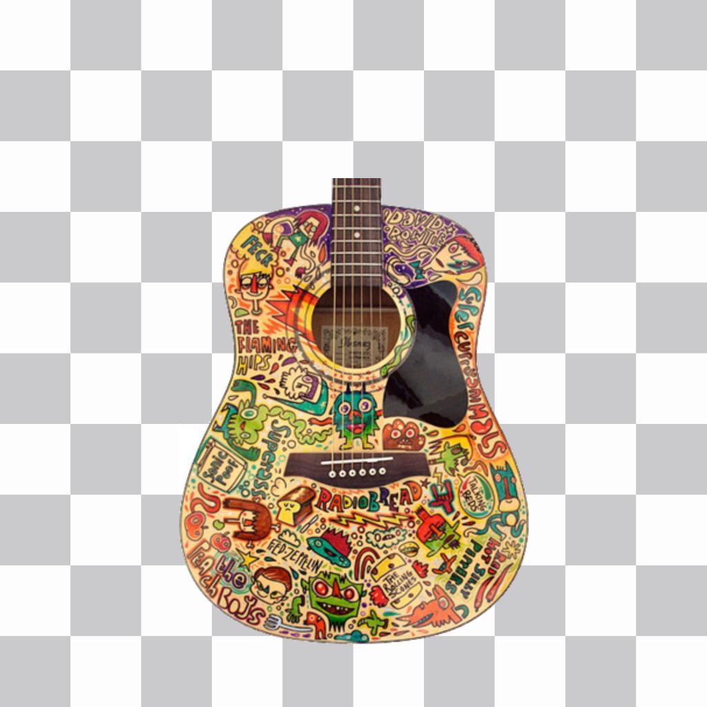 Pegatina de una guitarra con colores para tu foto ..