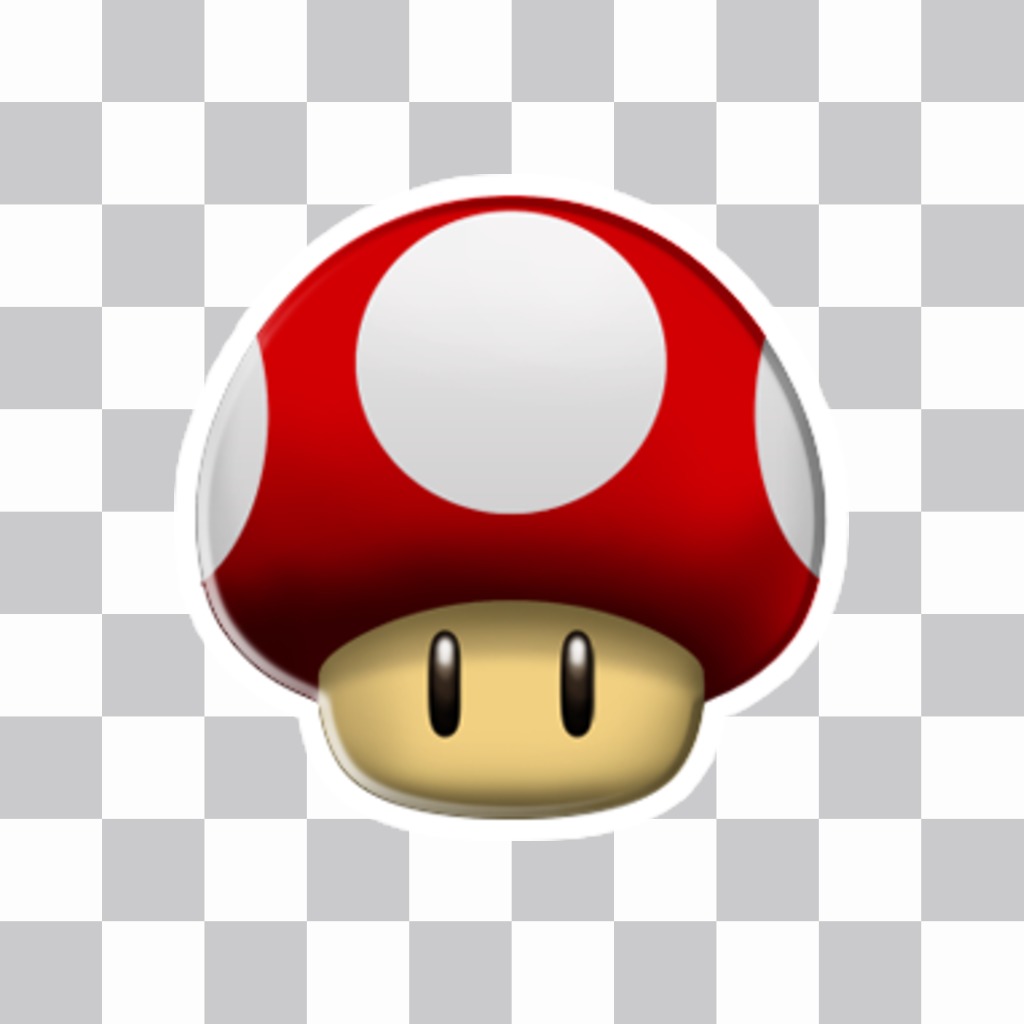Pegatina con la seta roja de Mario Bros ..