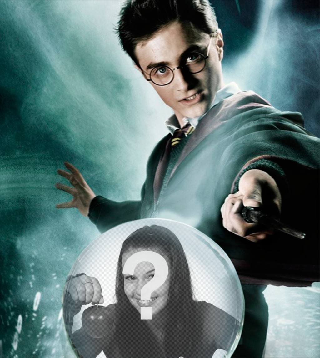 Fotomontaje de Harry Potter con una bola de cristal ..