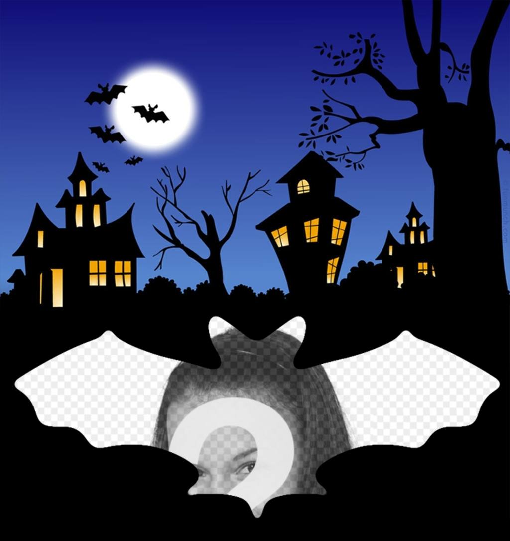 Fotomontaje de Halloween con murciélagos ..