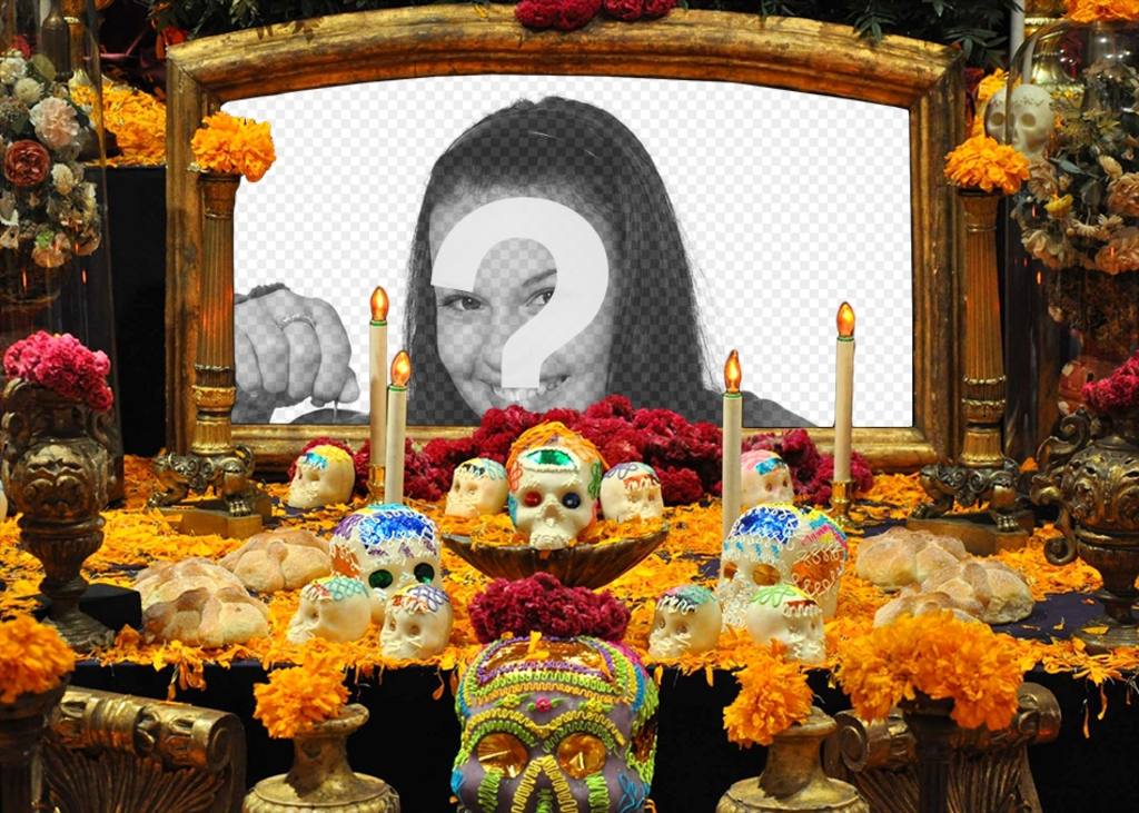 Collage con un altar de muertos ..