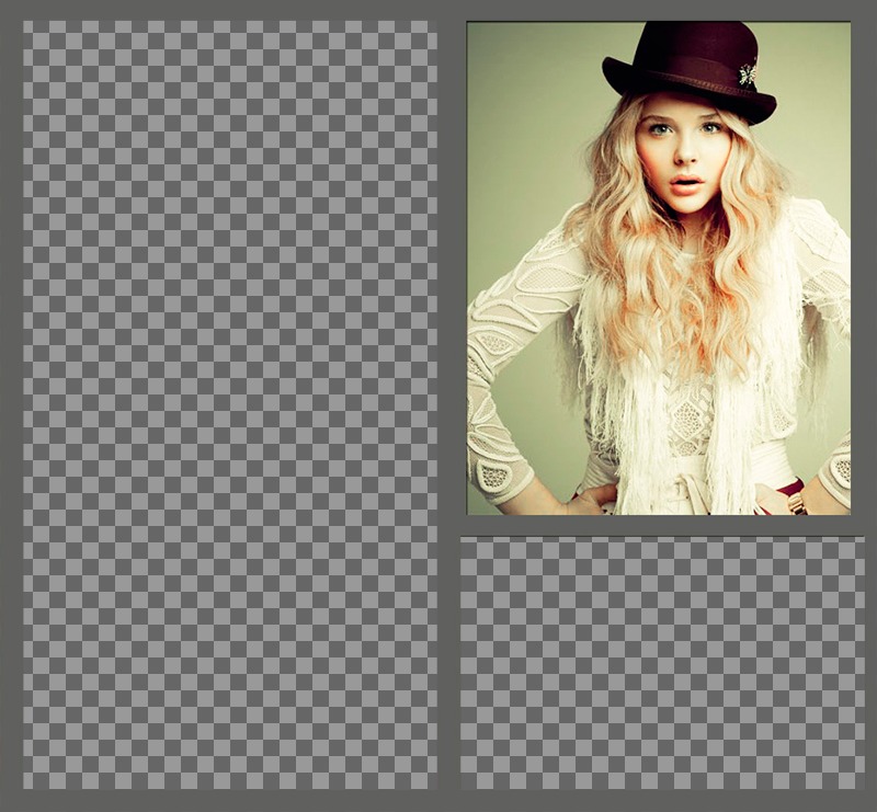 Collage con la actriz Chloë Moretz y dos fotos tuyas. ..