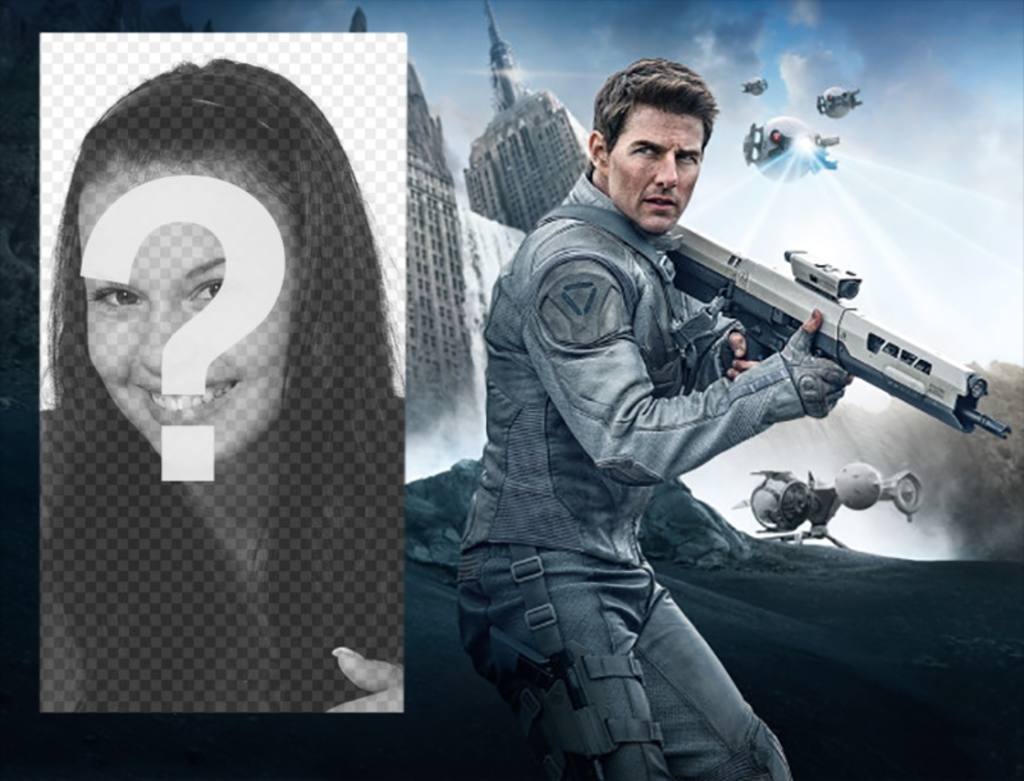 Fotomontaje con Tom Cruise en la película Oblibion. ..