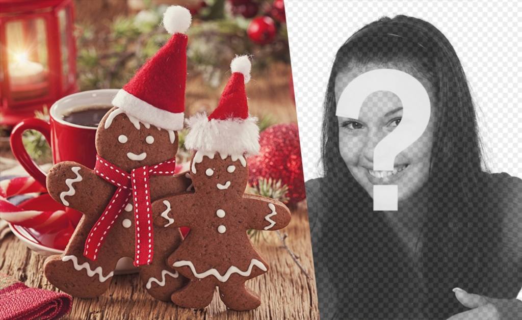 Collage de Navidad para poner tu foto junto a dos muñecos de jengibre ..