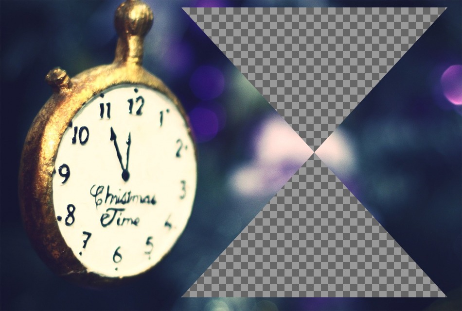 Collage para dos fotos de Navidad con un reloj antiguo ..