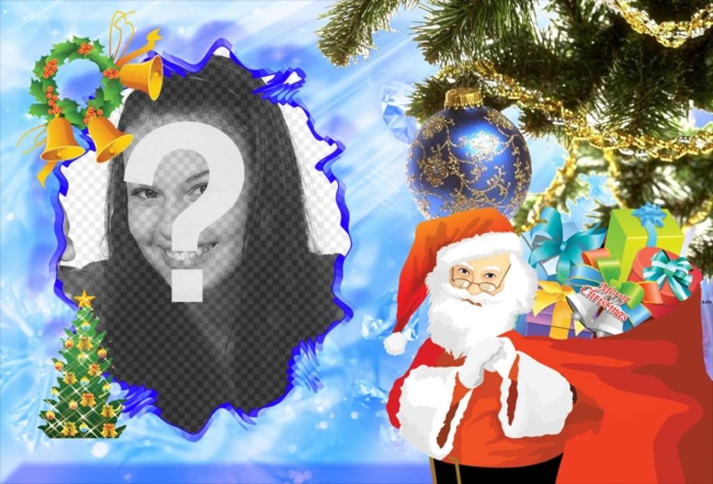 Tarjeta navideña ilustrada con Papa Noel para decorar tus fotografías ..