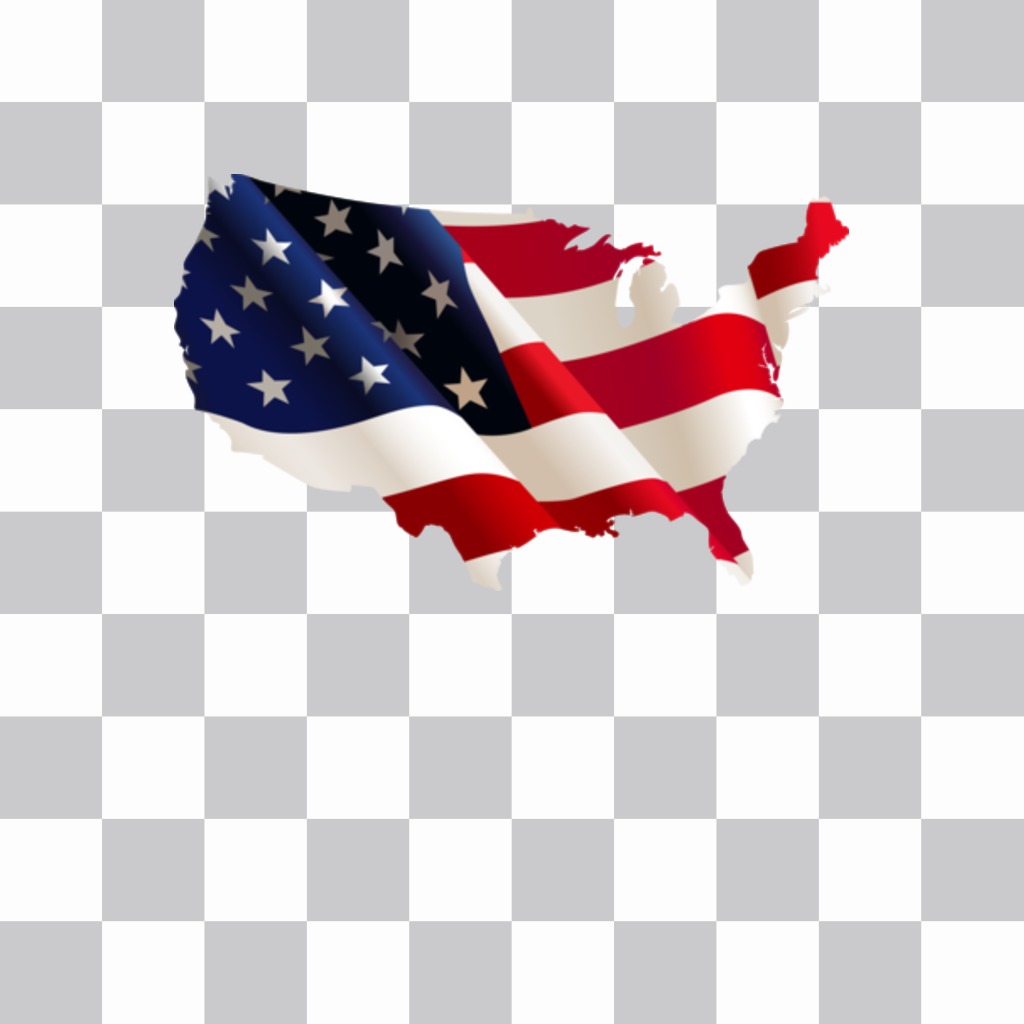 Mapa de Estados Unidos con su bandera de fondo como sticker para poner en tus fotos de..