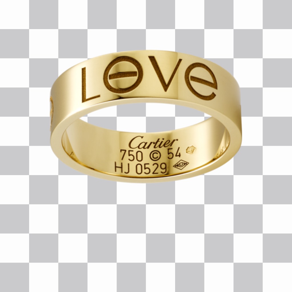 Sticker de un anillo con el texto LOVE grabado para poner junto con la imagen que subas. ..