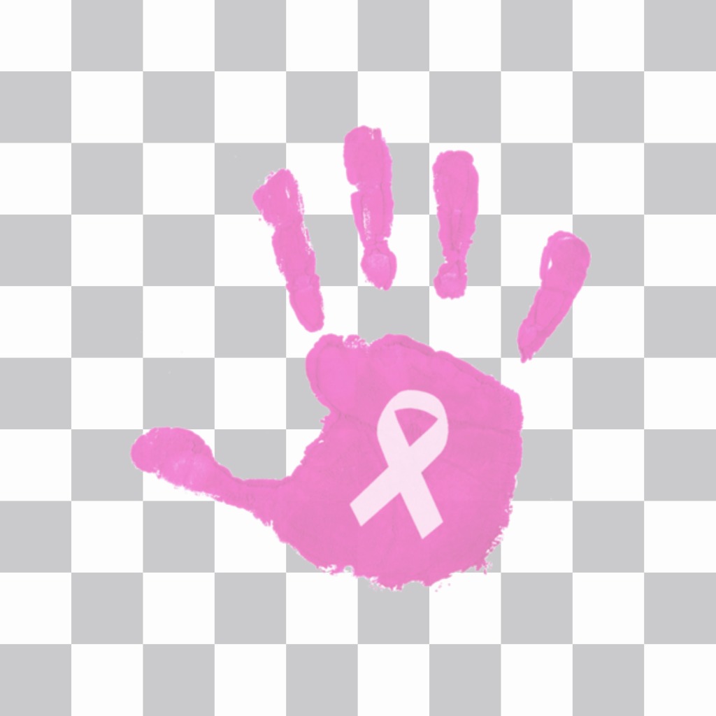 Sticker de mano rosada con lazo contra el cancer de mama para poner en tus fotos. ..