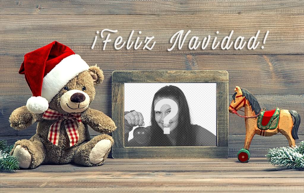 Fotomontaje con juguetes de Navidad para subir tu foto. ..