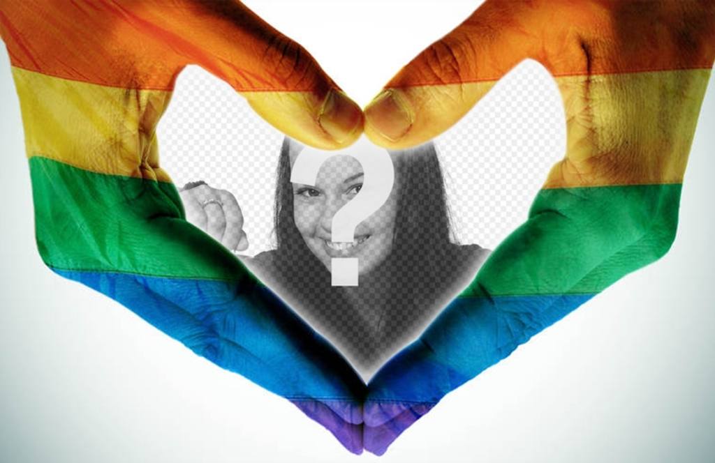 Fotomontaje de dos manos con los colores del arcoiris ..