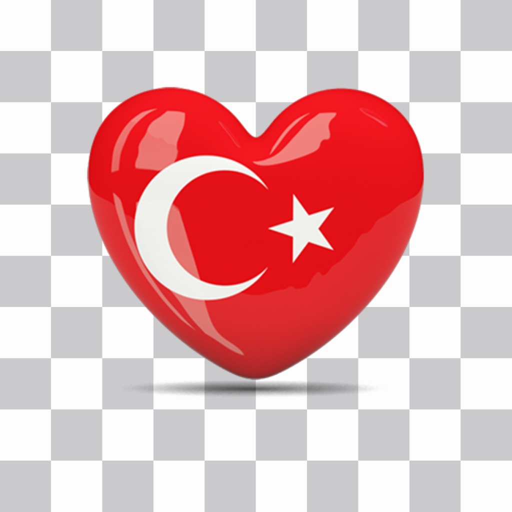 Sticker de un corazon con la bandera de Turquia para tus fotos ..