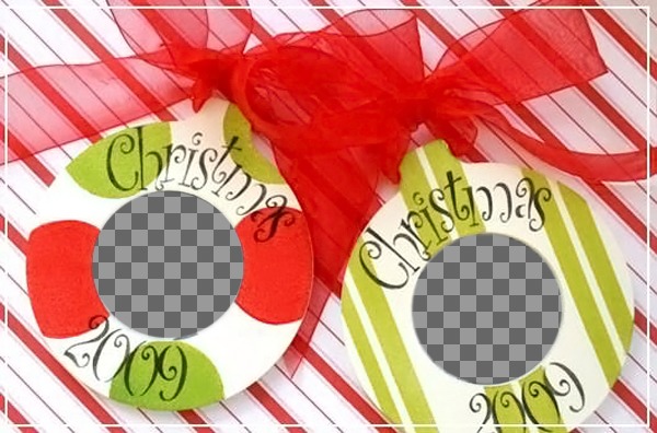 Postal de navidad para hacer online con 2 bolas de navidad y..