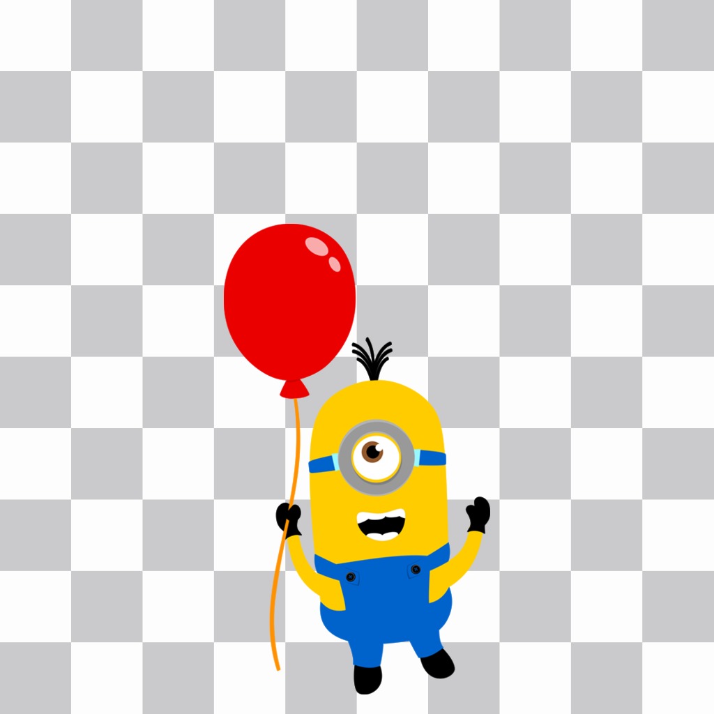 Un Minion con un globo rojo para poner en tus imágenes ..