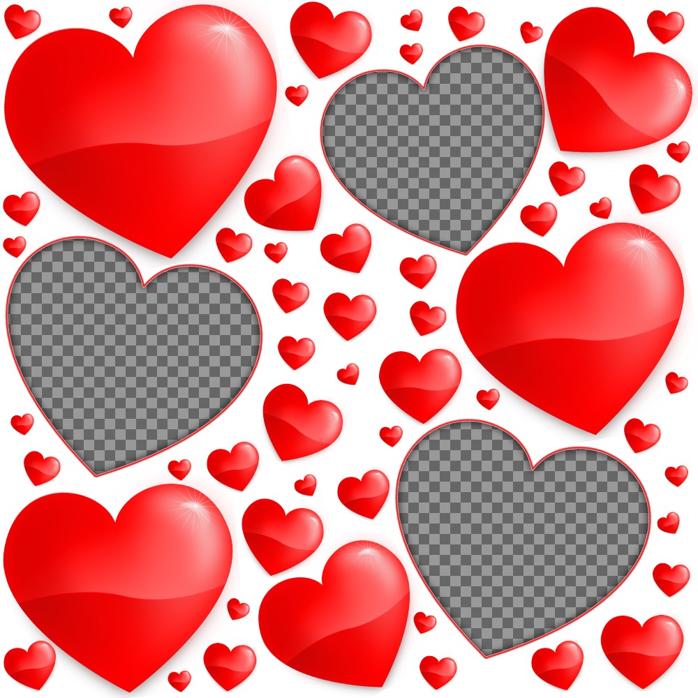 Decora tres fotos con muchos corazones con este montaje ..