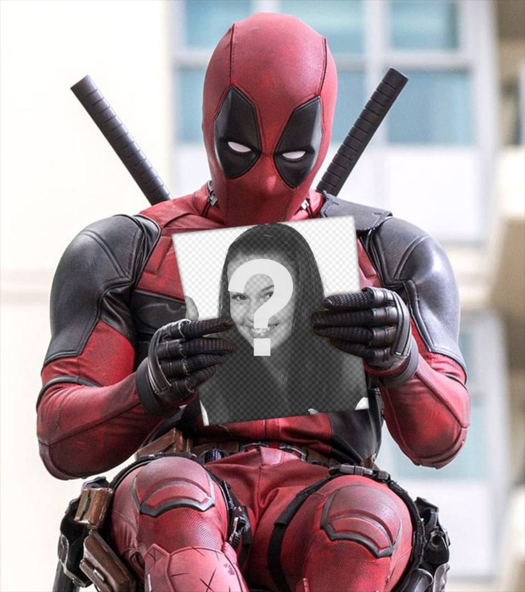 Deadpool sosteniendo tu foto con este montaje gratis ..