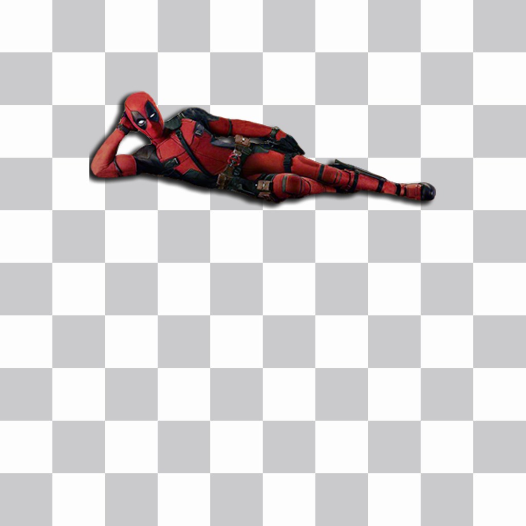 Deadpool acostado y que puedes poner en tus fotos como sticker ..