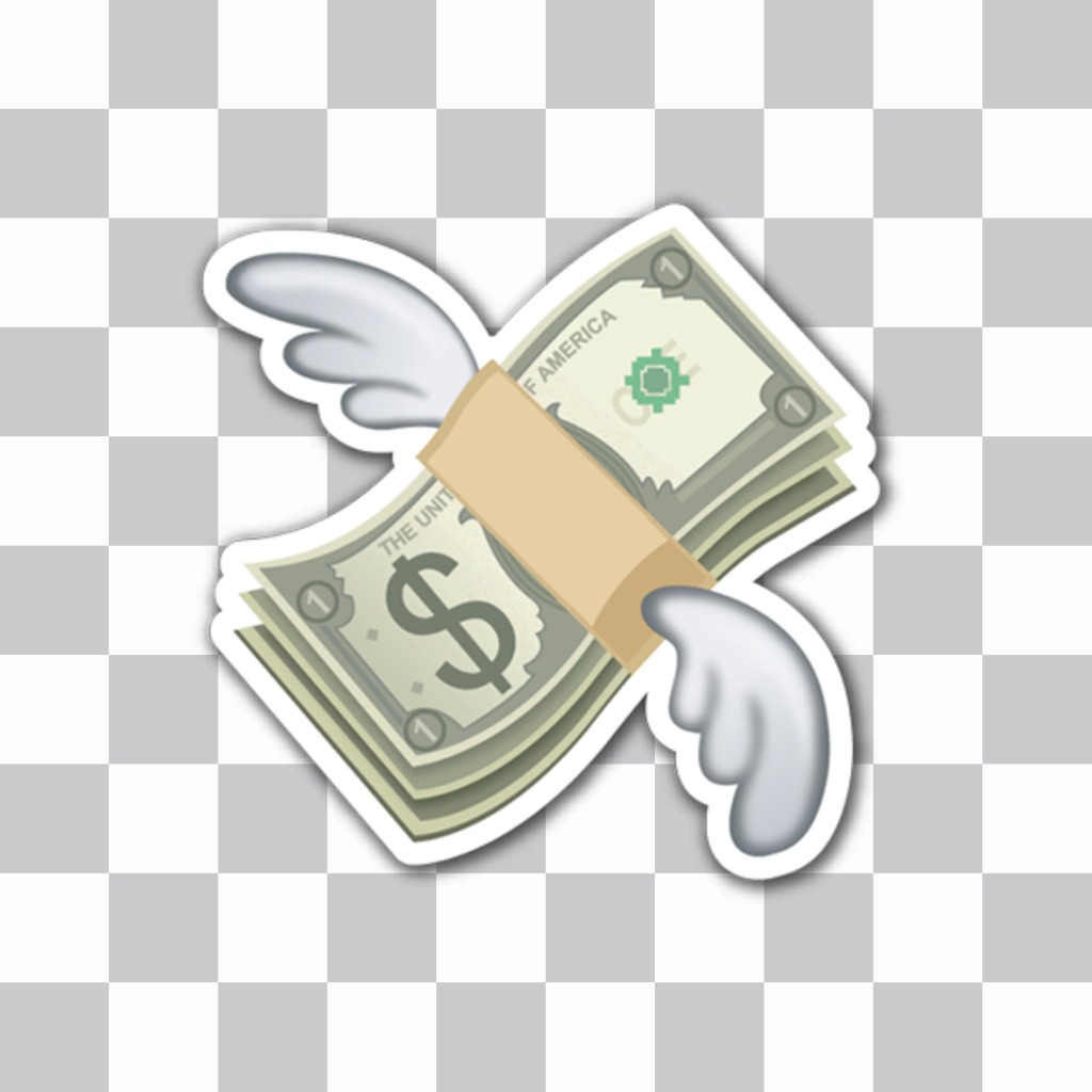 Divertido sticker de dinero con alas para pegar en tus fotos ..